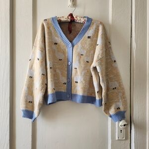 Cider Cute Geese Beige/Blue/Cream Cardigan